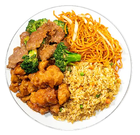 Two-item combo: Orange Chicken and Beef & Broccoli with chow mein